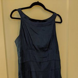 Royal Blue linen dress with faux ruffle detail